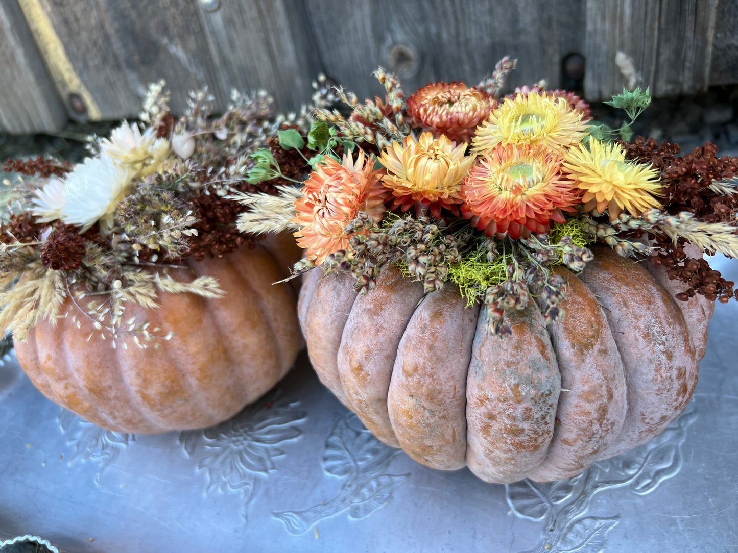 Dried Floral Pumpkin Centerpiece