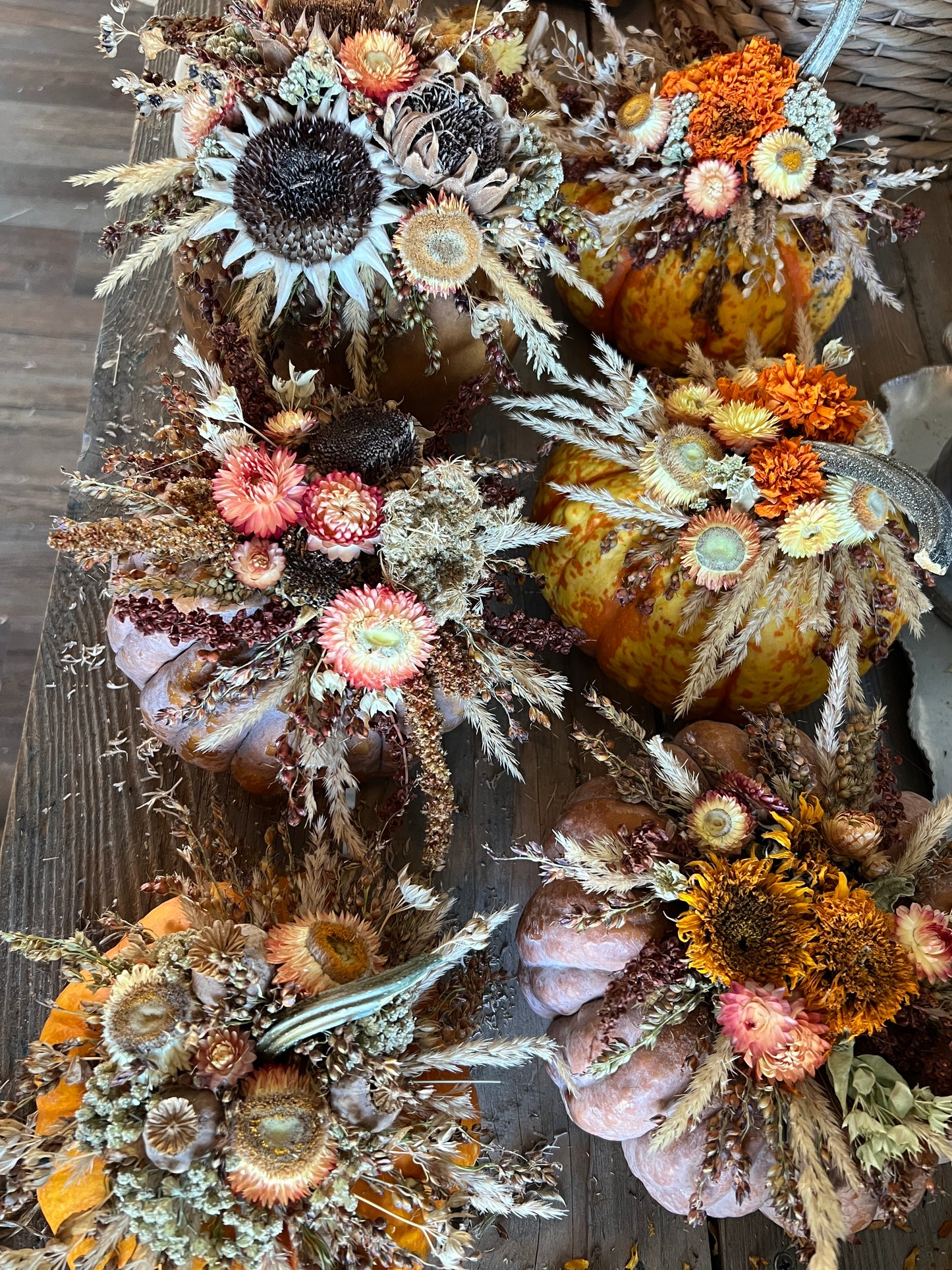 Dried Floral Pumpkin Centerpiece