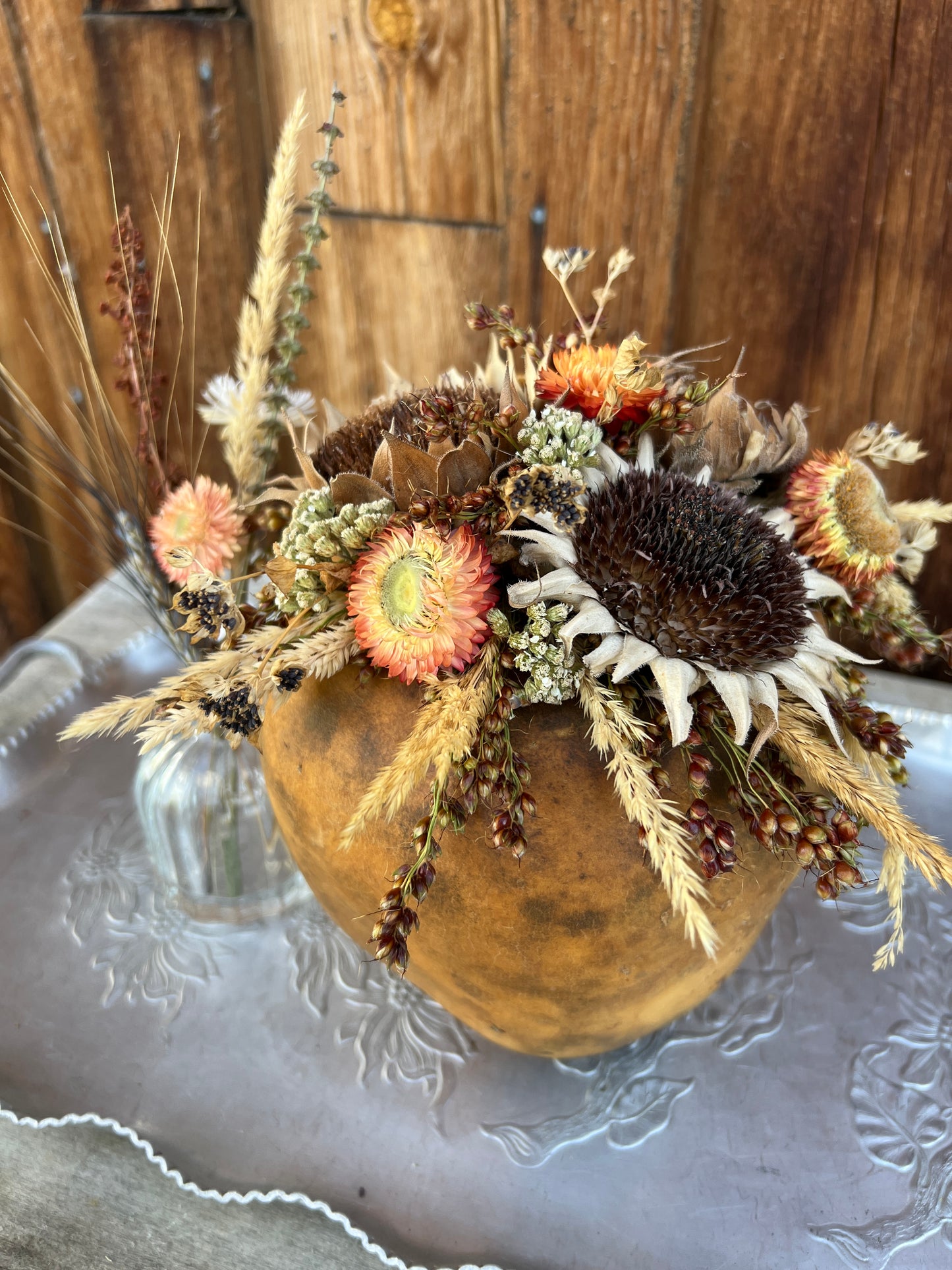 Dried Floral Pumpkin Centerpiece