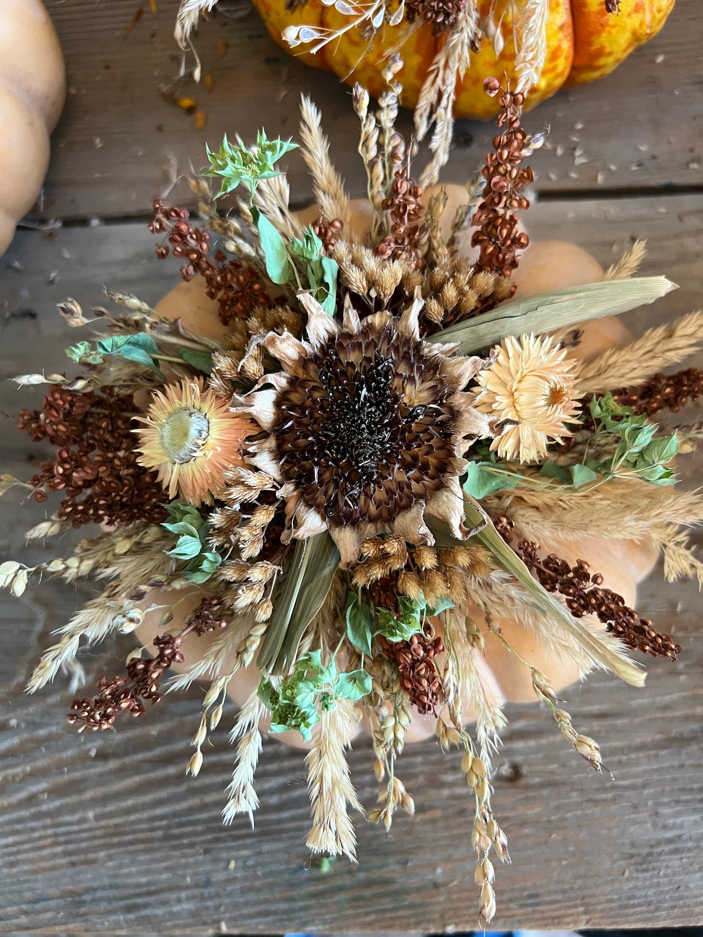 Dried Floral Pumpkin Centerpiece