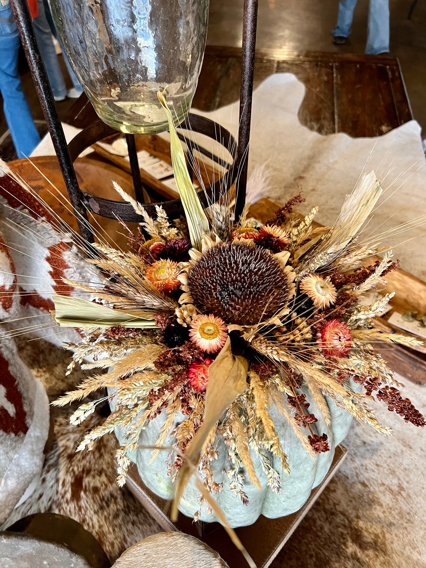 Dried Floral Pumpkin Centerpiece