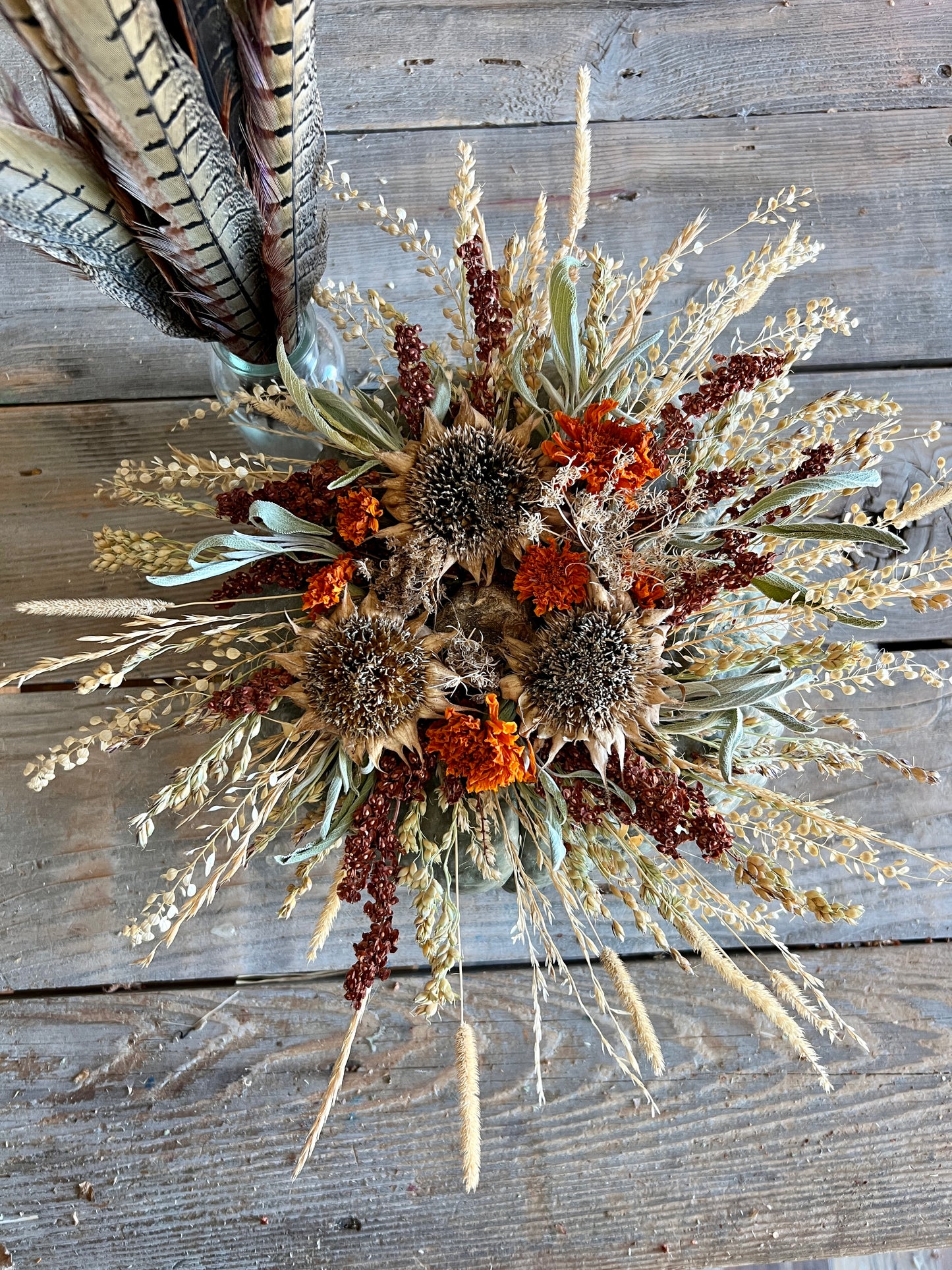 Dried Floral Pumpkin Centerpiece